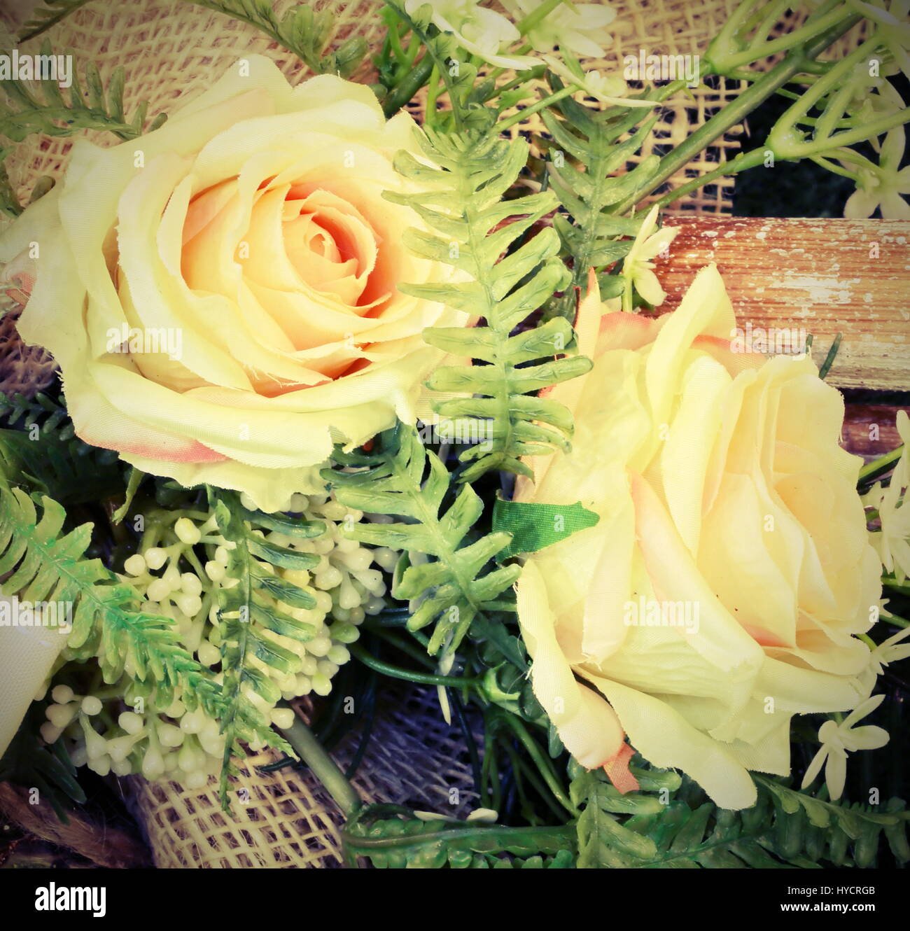 beautiful floral decoration with roses and vintage effect Stock Photo ...