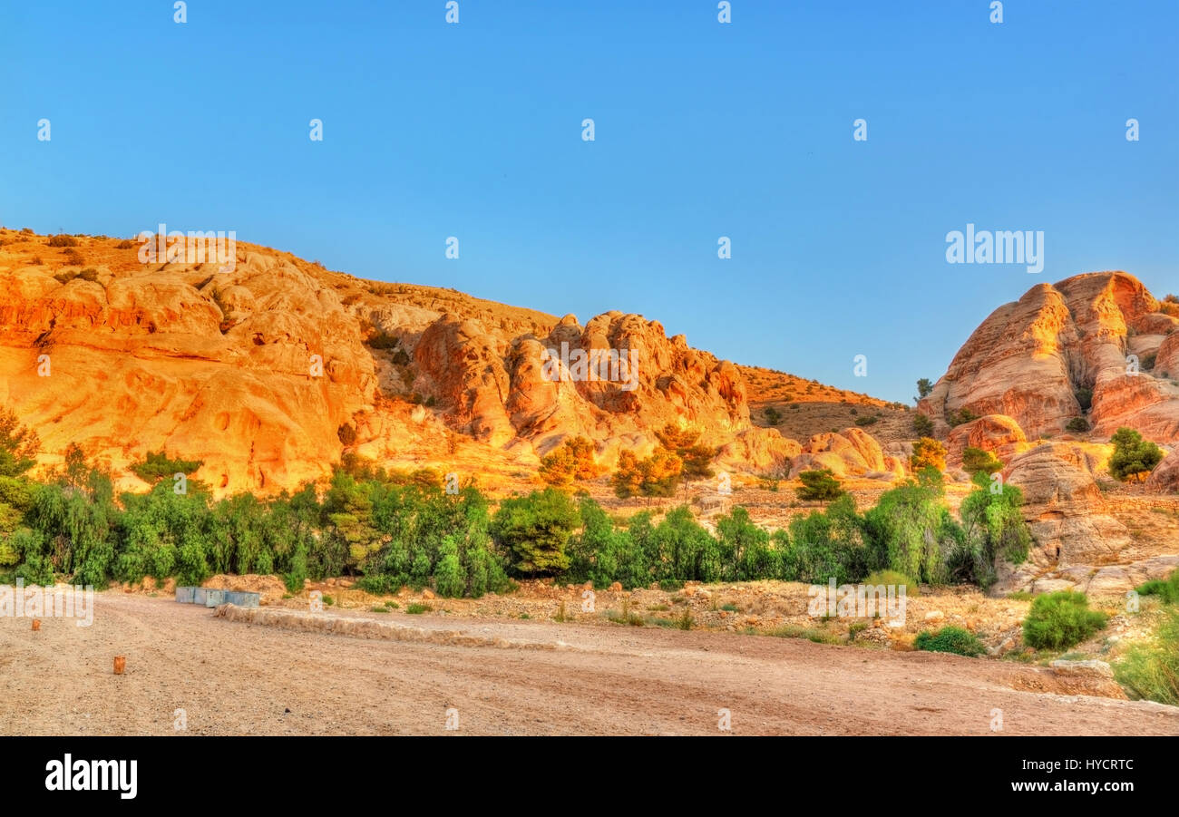 View of sandstone rocks at Petra Stock Photo - Alamy