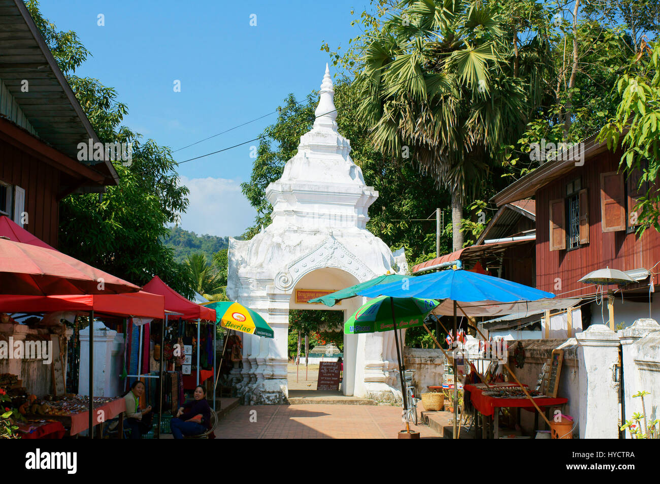 Entrance to Wat Xieng Thong, Luang Prabang Stock Photo