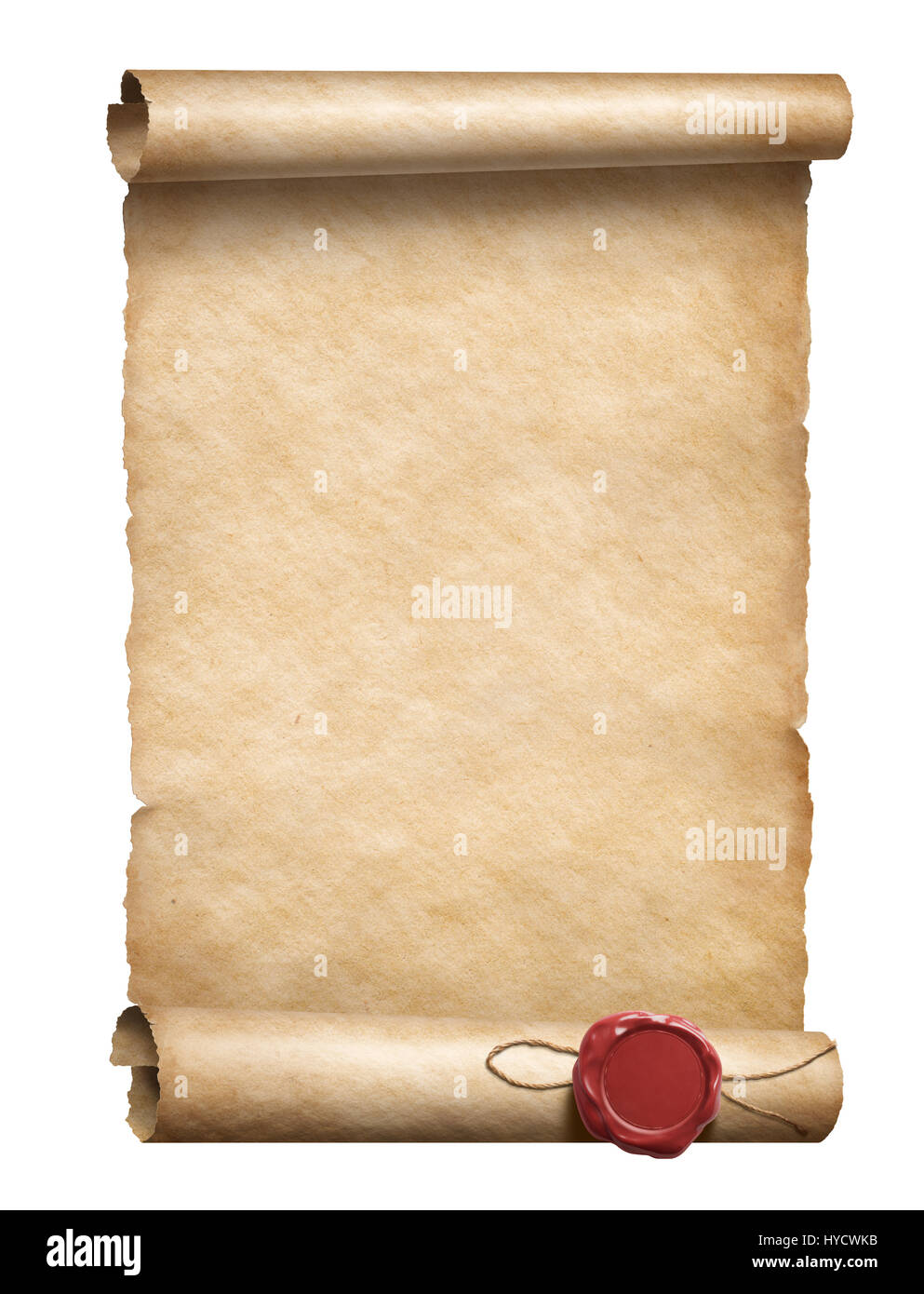 scroll with wax seal 3d illustration Stock Photo