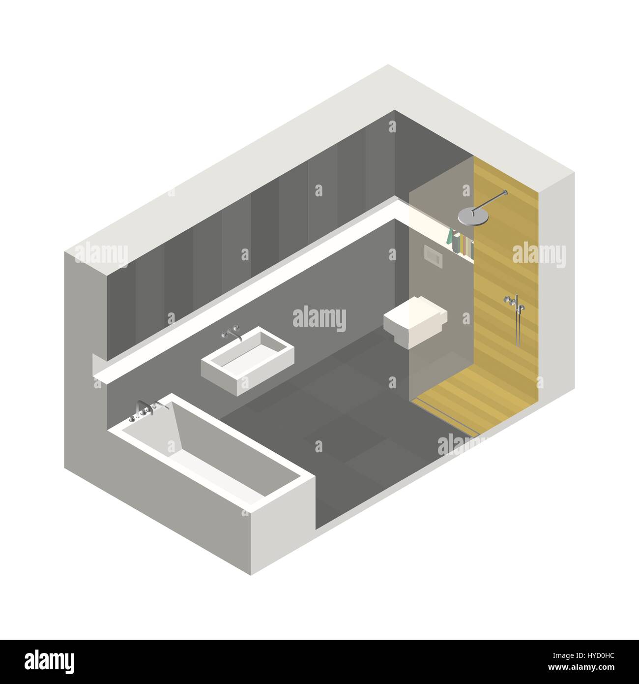 Illustration of the interior of bathroom. Isometric view Stock Vector ...
