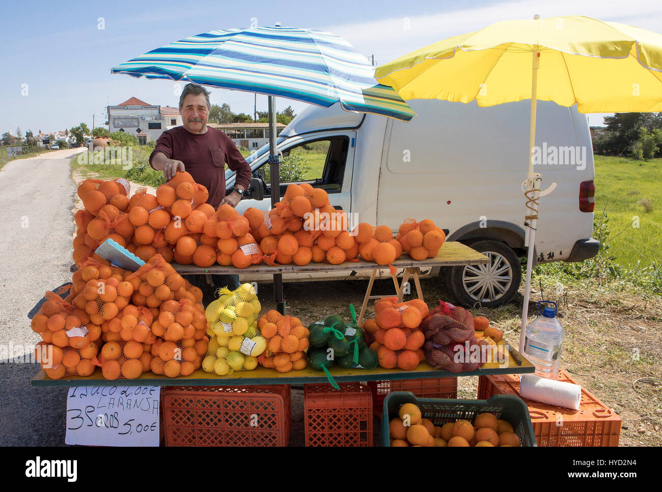 Orange seller near Porches on route N125 in Algarve,Portugal Stock ...