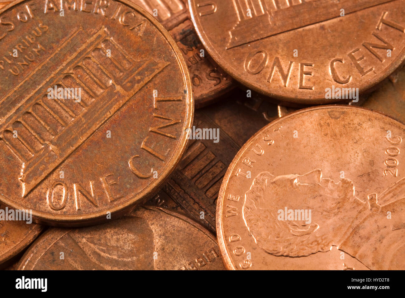 Pennies - A large number of coins Stock Photo