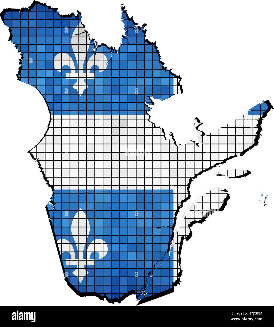 Quebec map with flag inside - Illustration,  National flag of Quebec of map of province in Canada Quebec map grunge mosaic Stock Vector