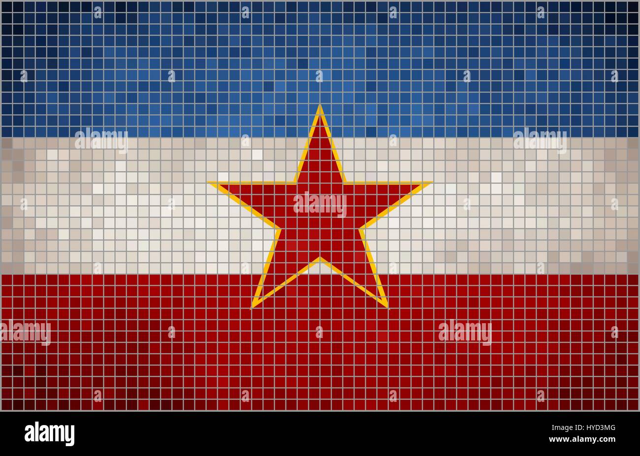 Flag of Yugoslavia - illustration,  Abstract Mosaic flag of Yugoslavia,  Flag of the Yugoslav stat, Yugoslavia grunge mosaic flag Stock Vector