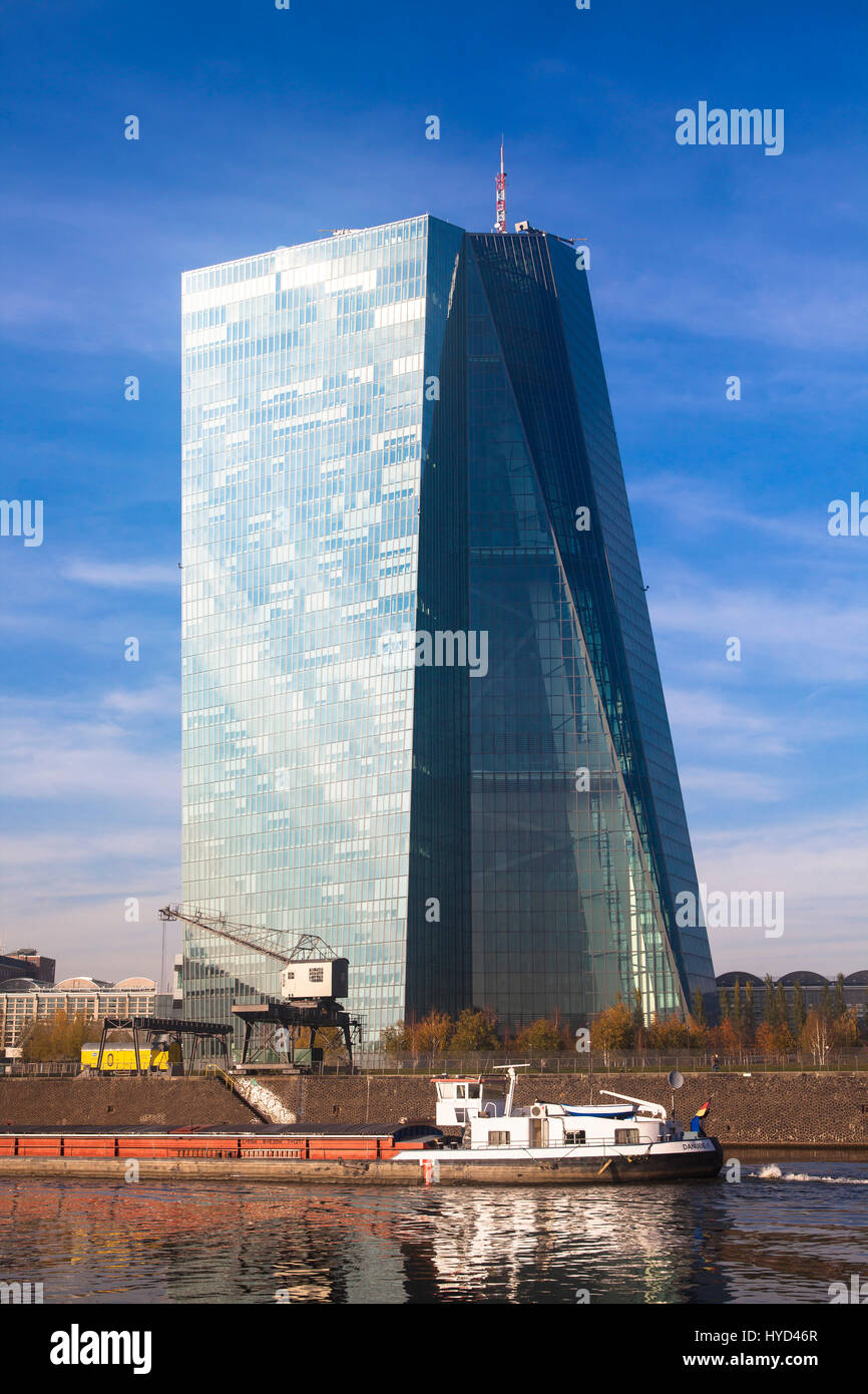 , Germany, Hesse, Frankfurt, the an Central Bank, ECB Tower. Stock Photo