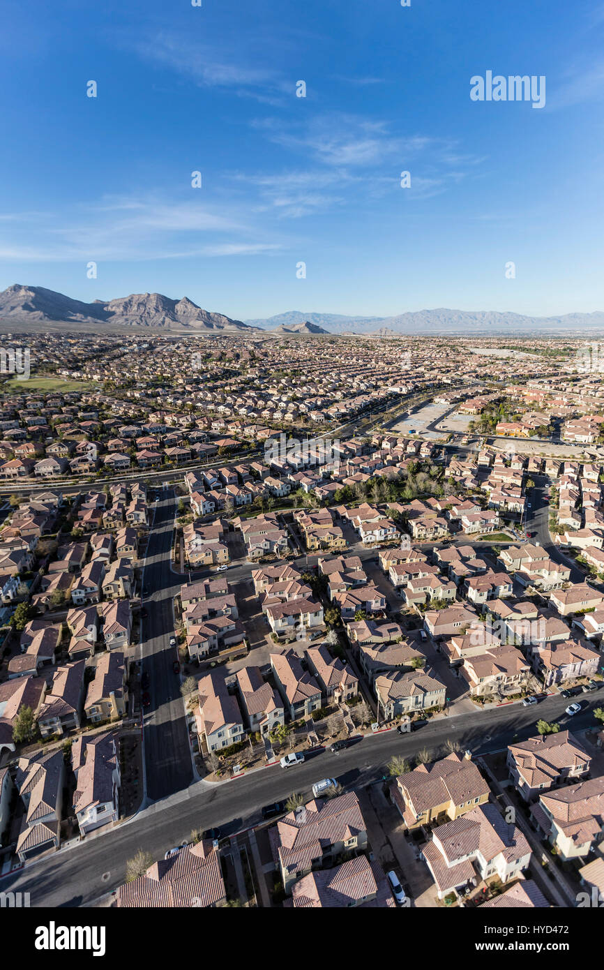 Aerial view of neighborhoods in the Summerlin community in northwest