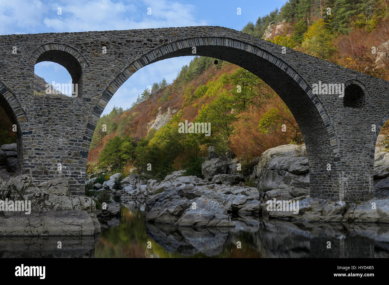Devil bridge landmark in Rhodopes mountain, Bulgaria Stock Photo