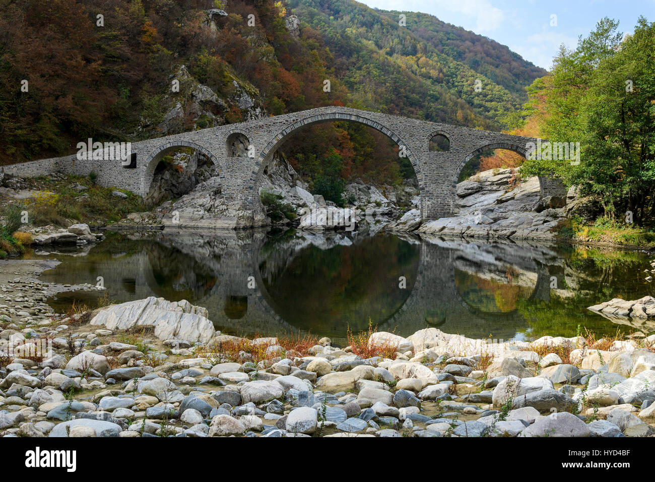 Devil bridge landmark in Rhodopes mountain, Bulgaria Stock Photo