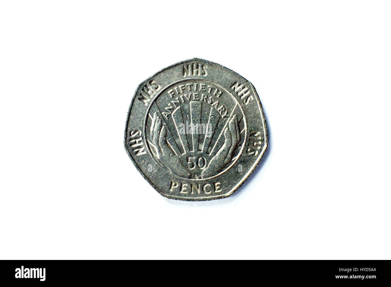 NHS celebration 50 pence UK coin Stock Photo