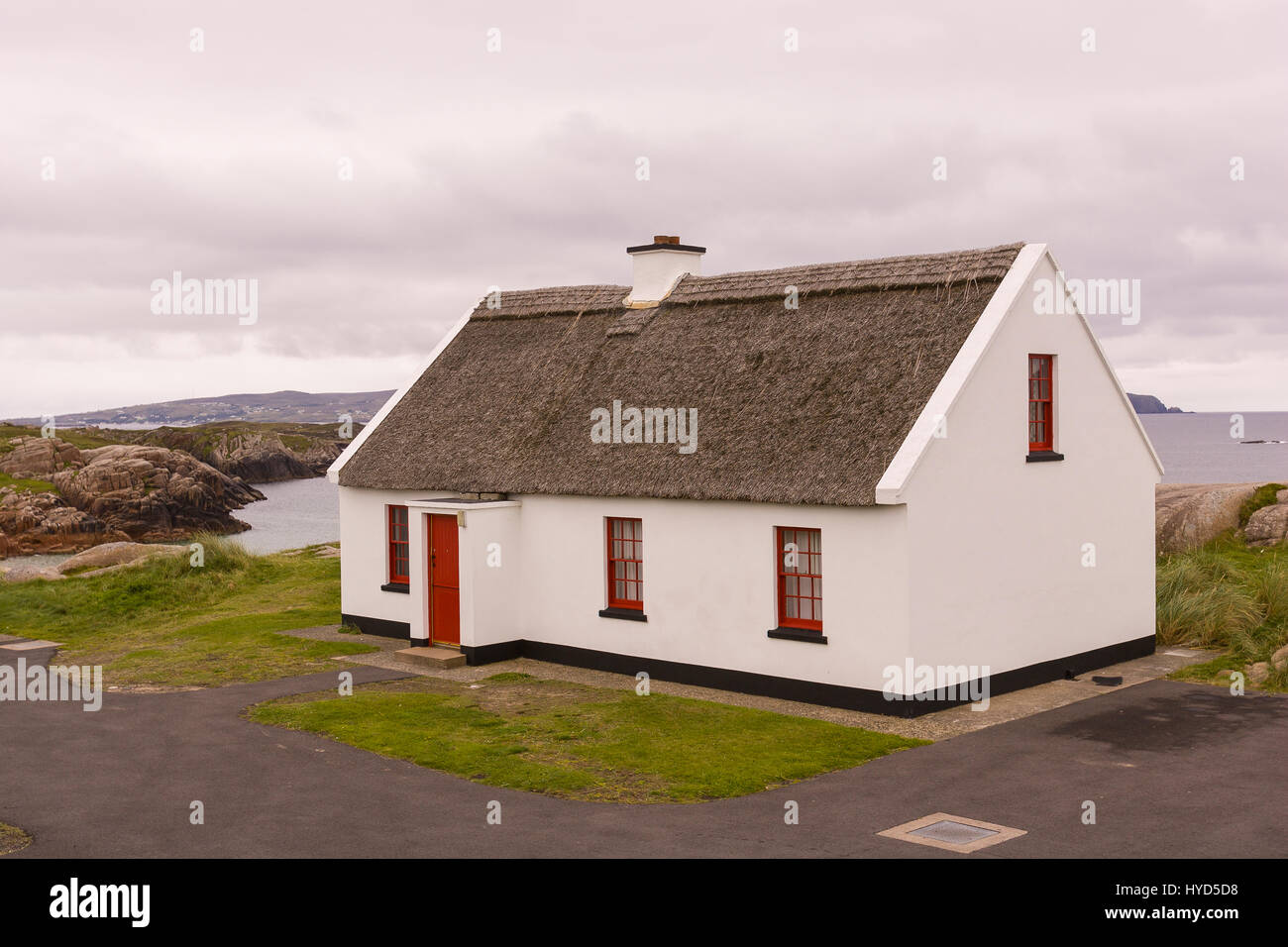 Cruit Island Donegal Ireland Thatched Roof Cottage Stock Photo