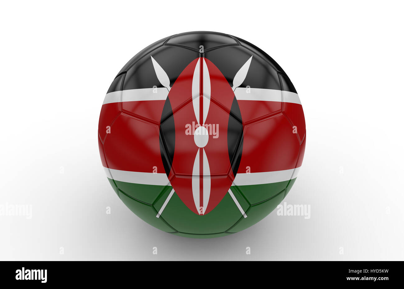 Soccer ball with Kenya flag isolated on white background; 3d rendering