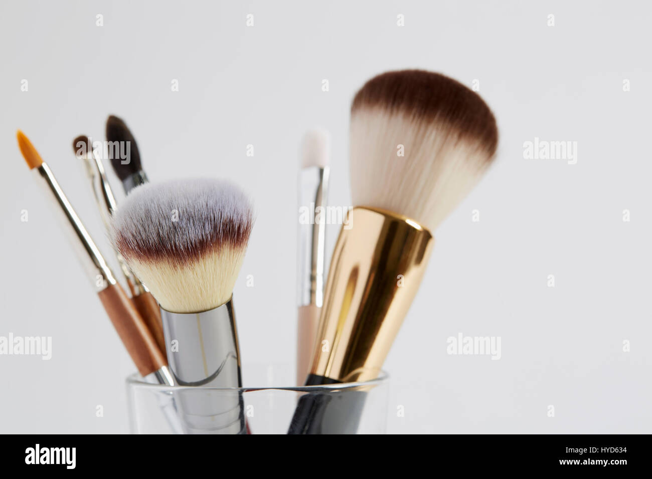 Various make up brushes in glass Stock Photo