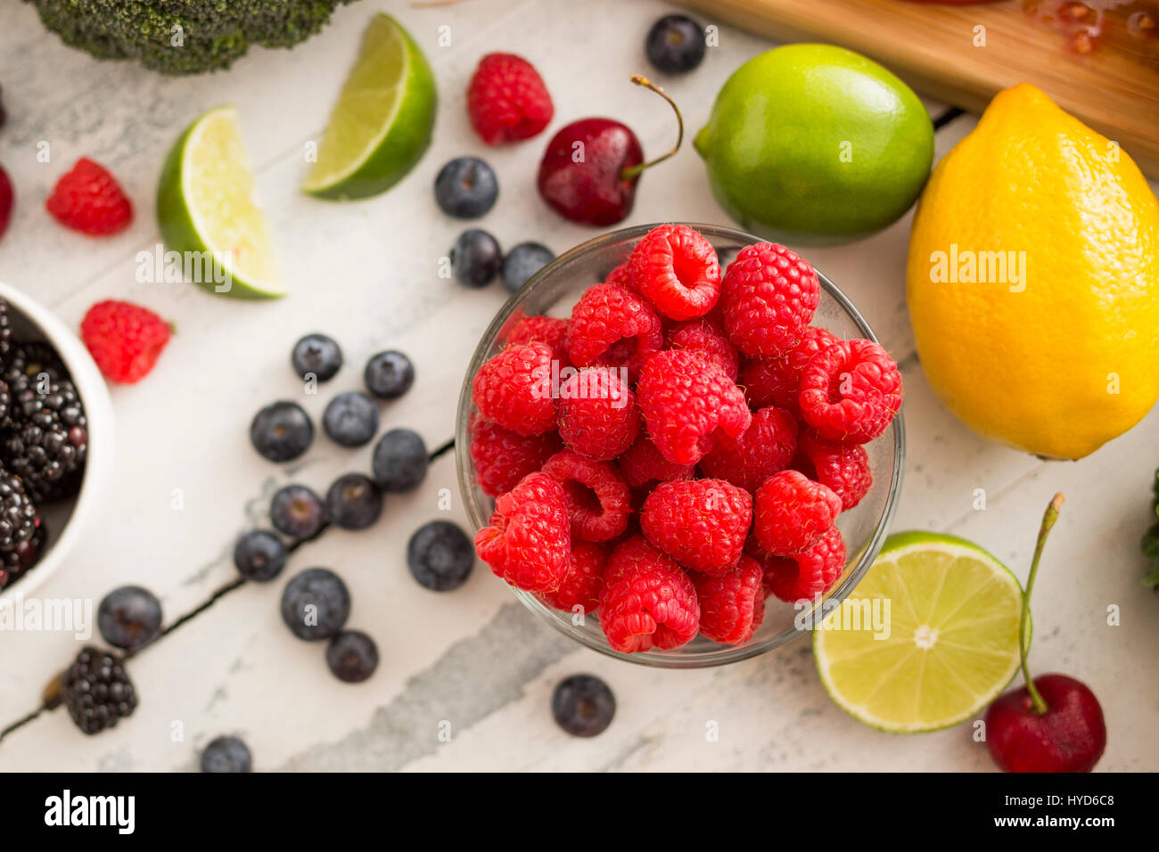 Fresh fruits on white background Stock Photo