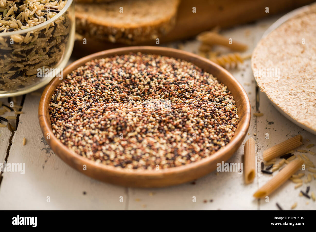 Quinoa in bowl Stock Photo