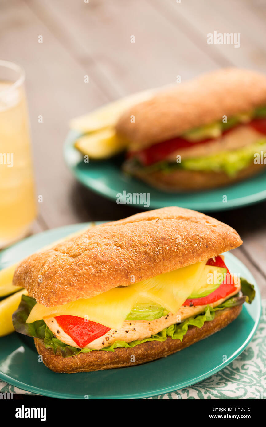 Fresh sandwich on plate Stock Photo
