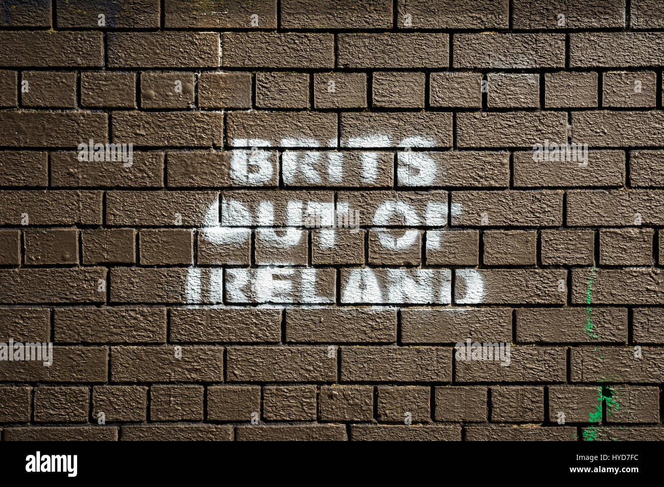 Brits Out Of Ireland slogan in New Lodge area of Belfast Stock Photo