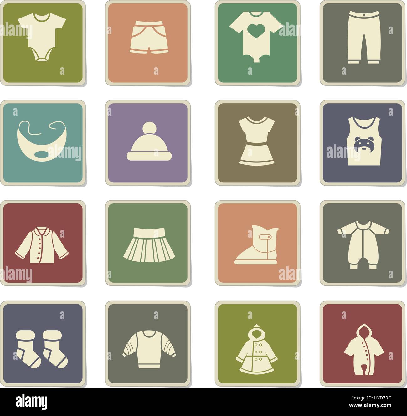 baby clothes vector icons for user interface design Stock Vector Image ...