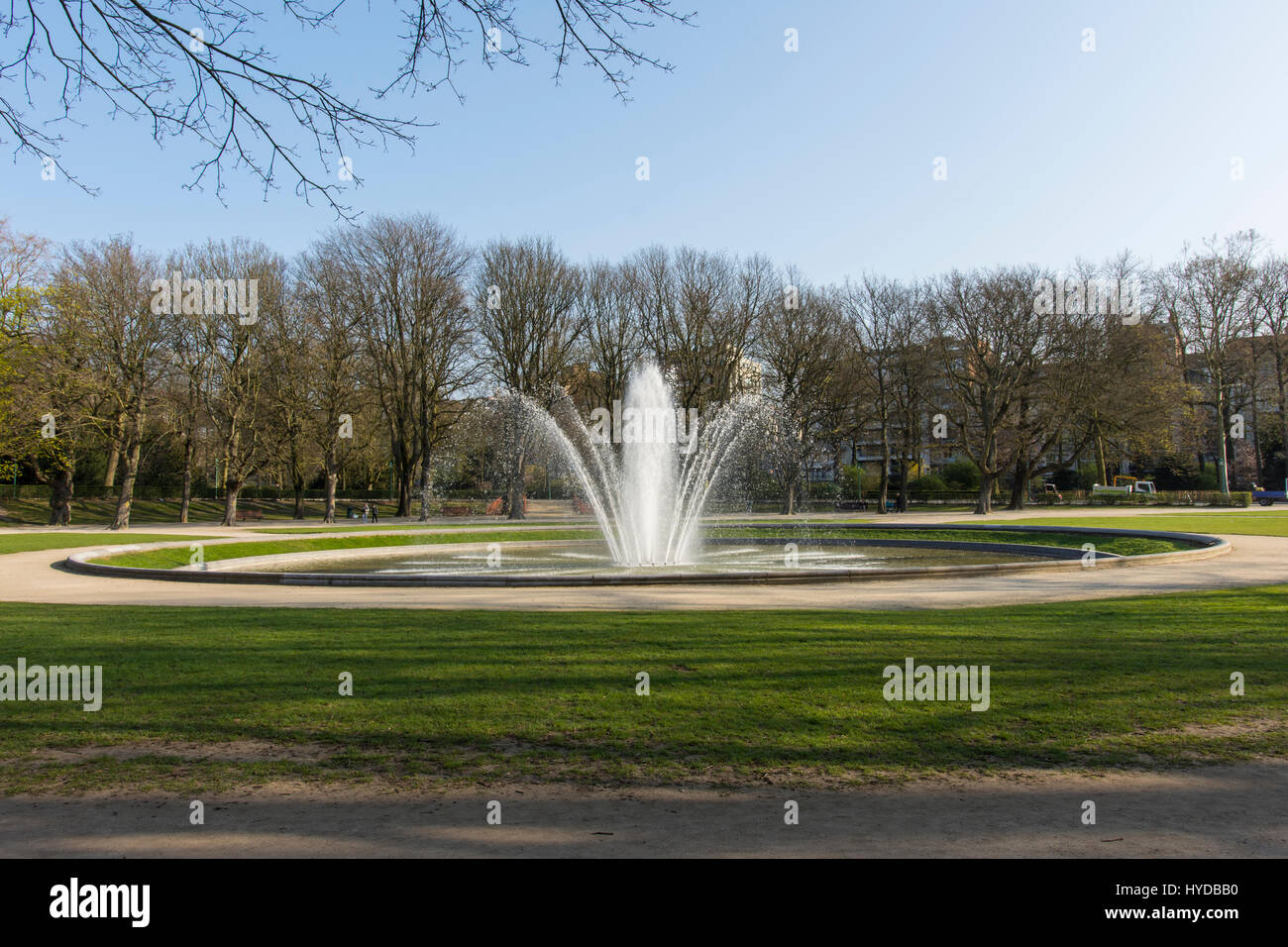 A fountain in a park Stock Photo