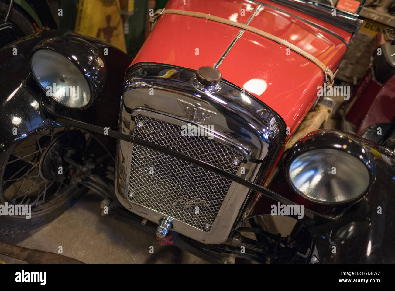 Old Austin Car in the Motor Museum at Bourton-on-the-Water Stock Photo