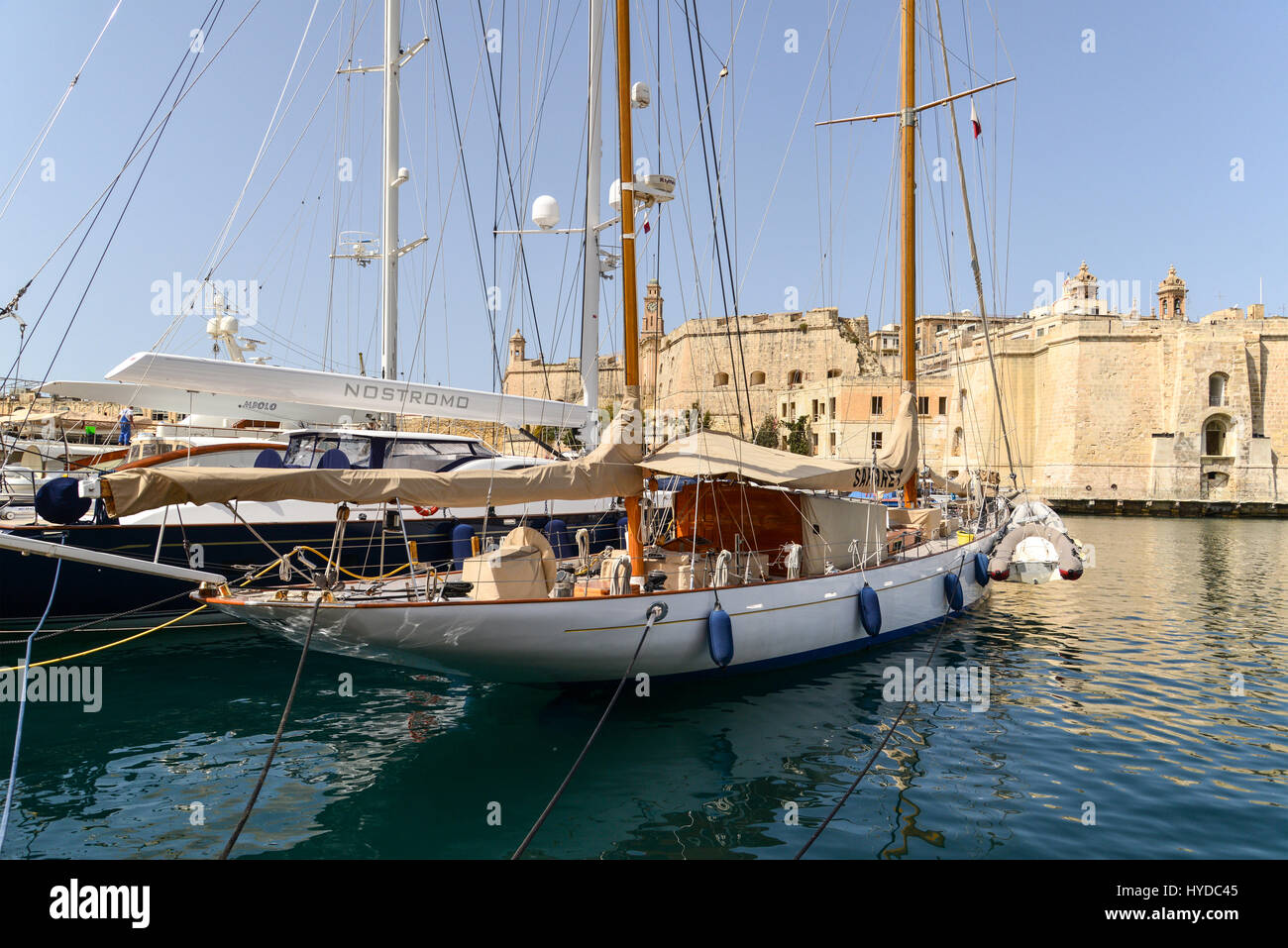 Yacht Marina at Dockyard Creek, Birgu, Valletta Stock Photo