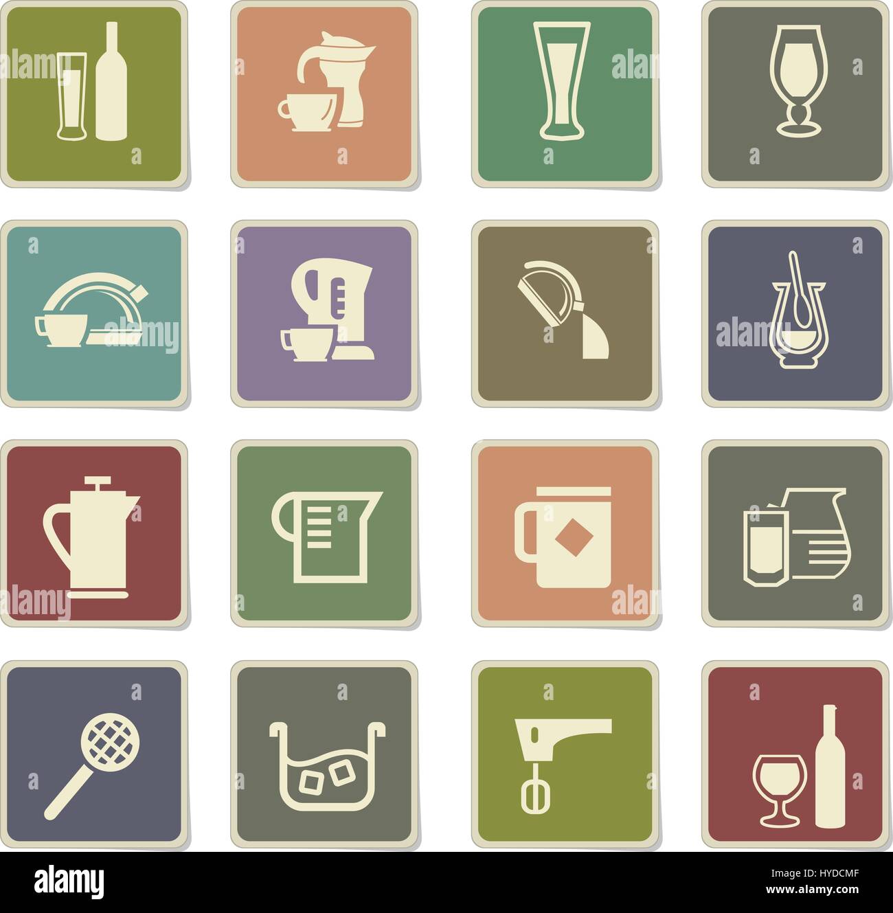 utensils for beverages vector icons for user interface design Stock ...