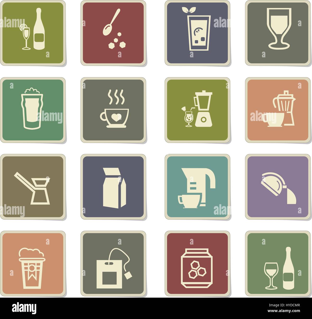 utensils for beverages vector icons for user interface design Stock ...