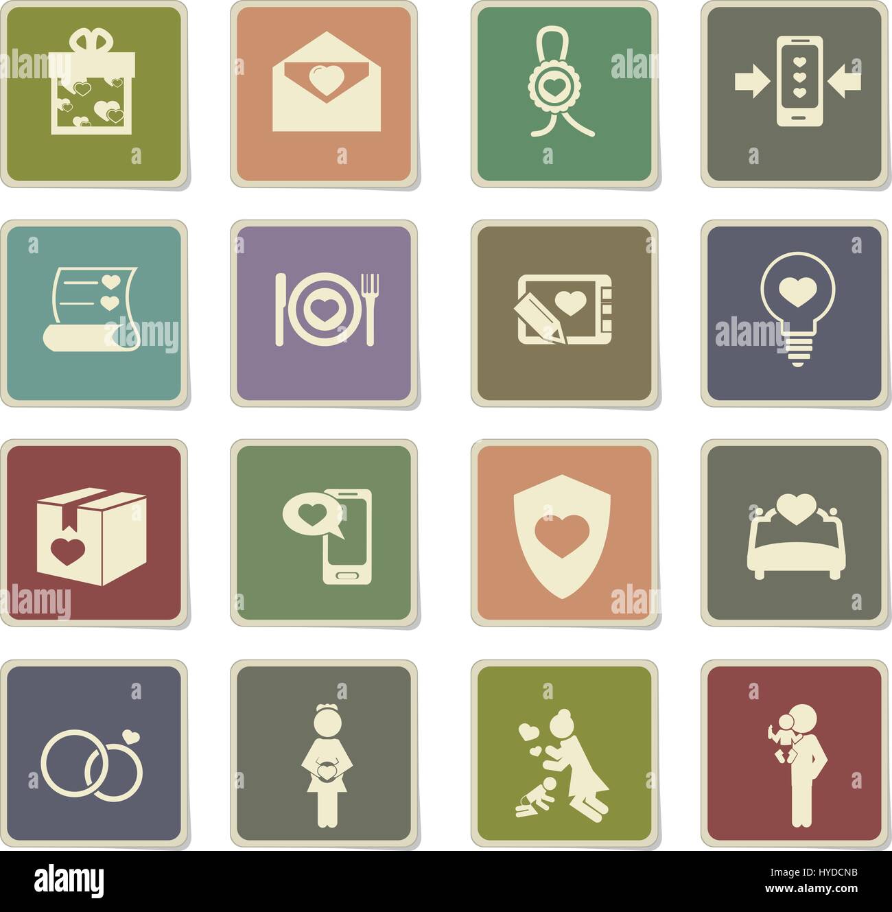 valentine day vector icons for user interface design Stock Vector Image ...