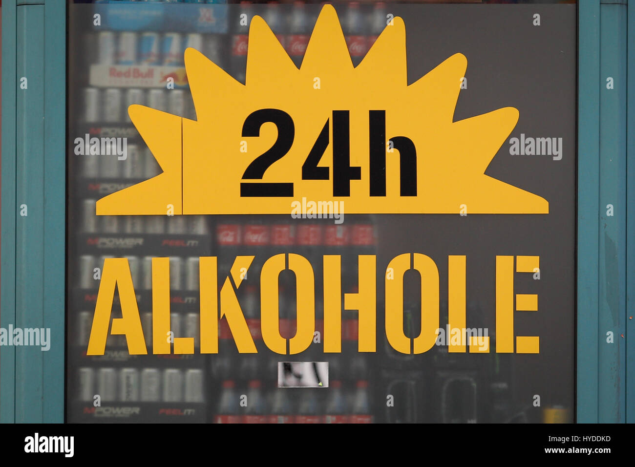 A 24 hour shop selling mainly alcoholic drinks is seen in Bydgoszcz, Poland  on 3 April, 2017 Stock Photo - Alamy, image size:1300x956