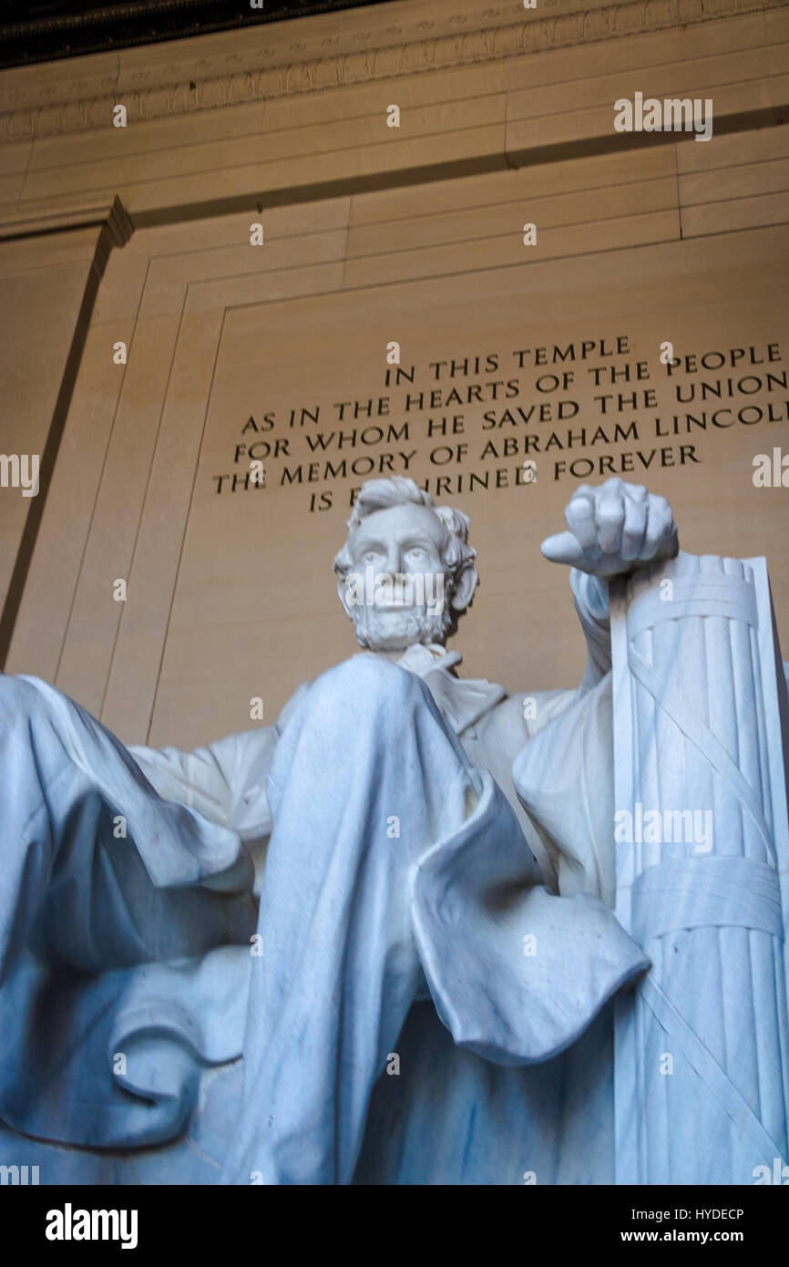 Abraham Lincoln Statue at Lincoln Memorial - Washington, D.C., USA Stock Photo