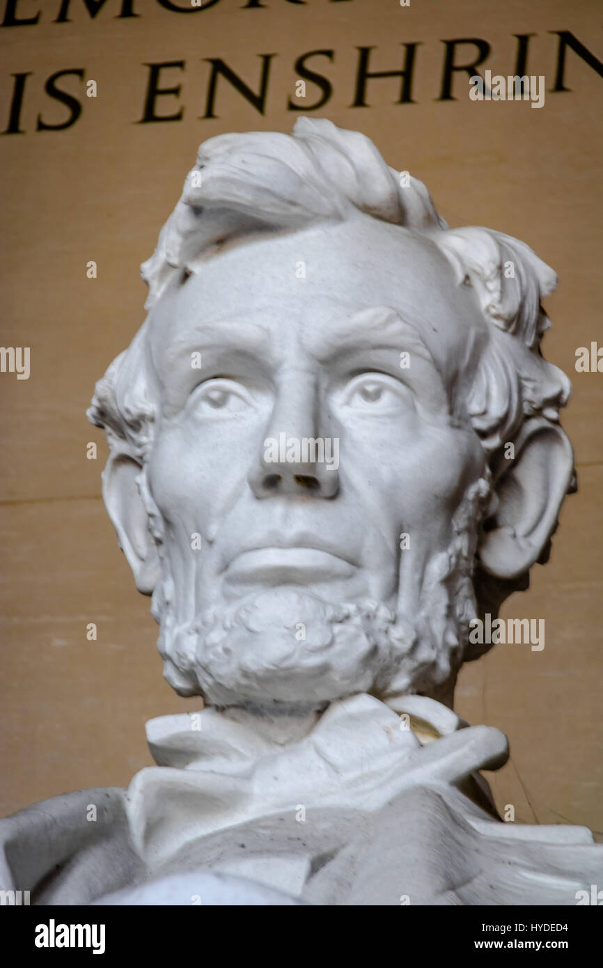 Abraham Lincoln Statue at Lincoln Memorial - Washington, D.C., USA Stock Photo