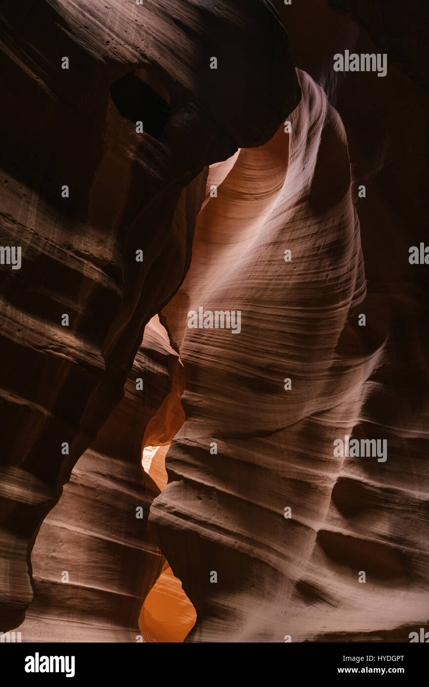 Upper Antelope Canyon interior views of water sculpted sandstone walls ...