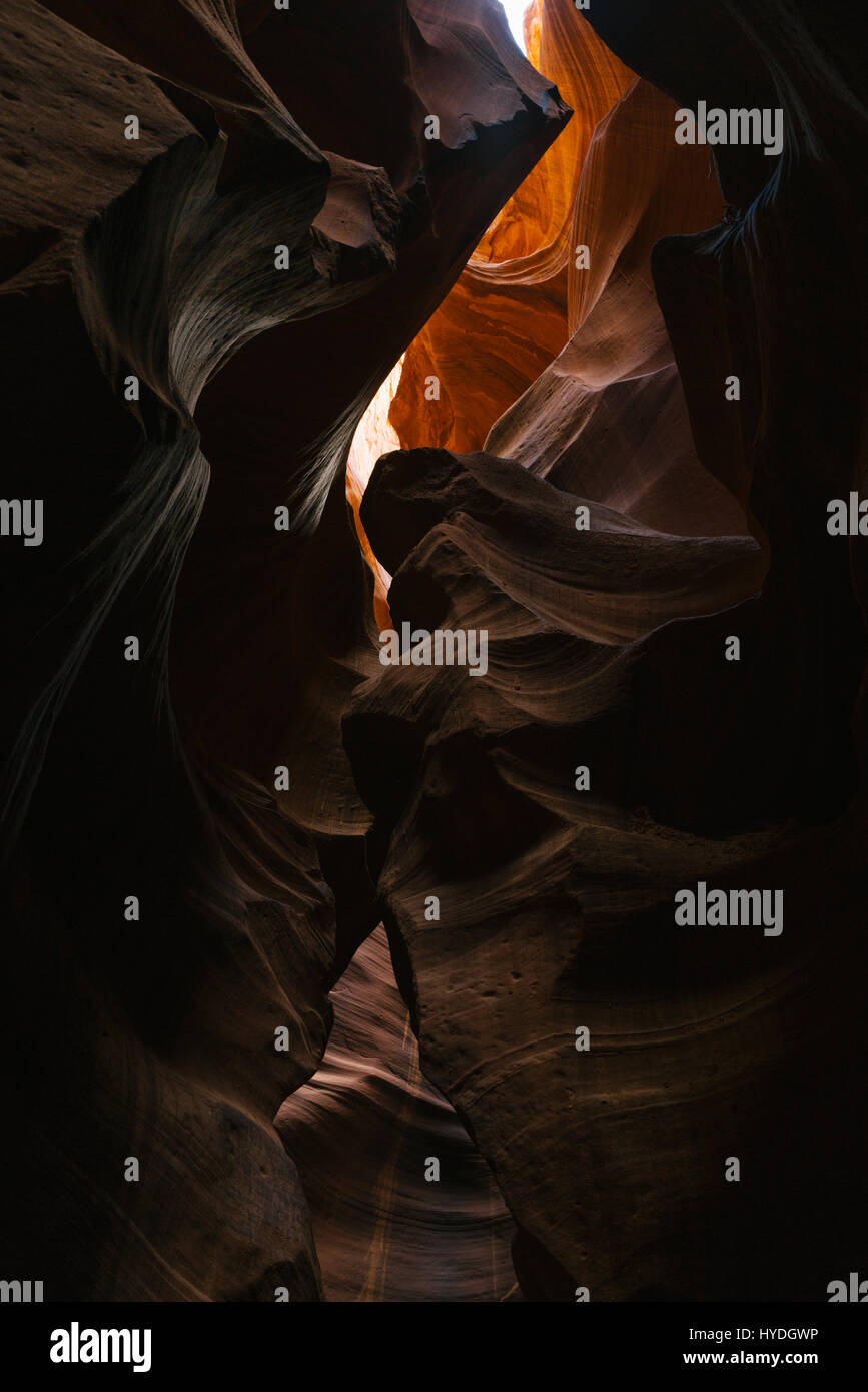 Upper Antelope Canyon interior views of water sculpted sandstone walls ...