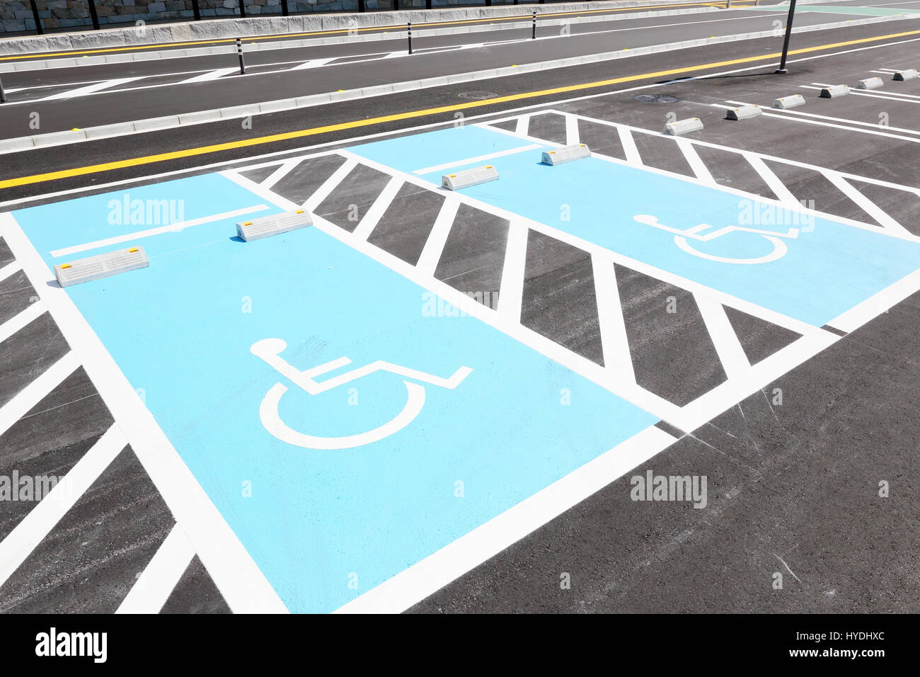 markings for a handicapped parking stall in a parking lot Stock Photo