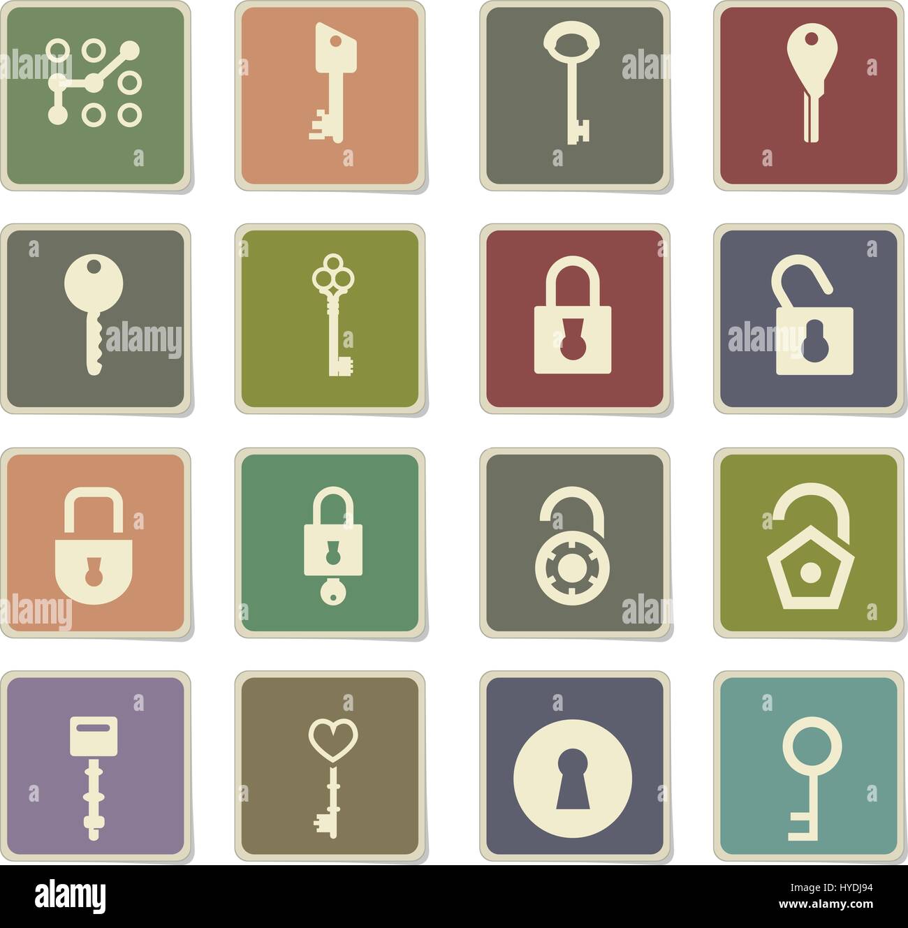 lock and key vector icons for user interface design Stock Vector Image ...
