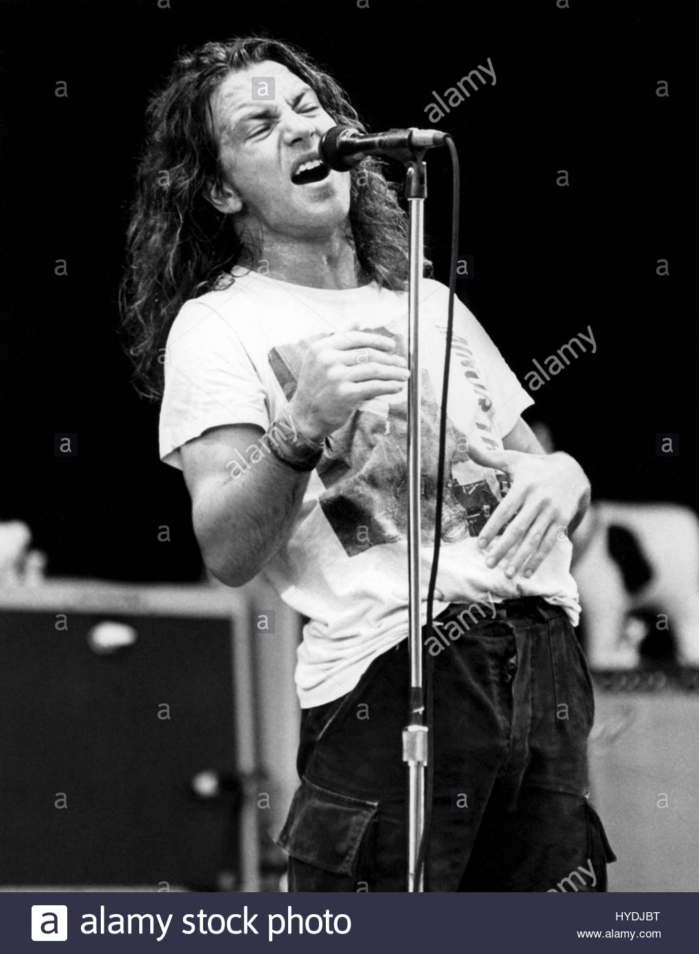 Pearl Jam Eddie Vedder Performance Lollapalooza Festival Randalls Stock
