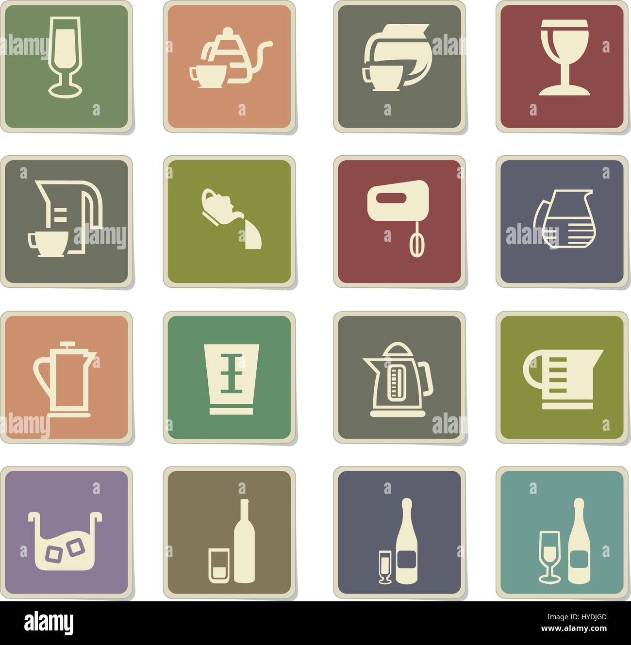 utensils for beverages vector icons for user interface design Stock ...