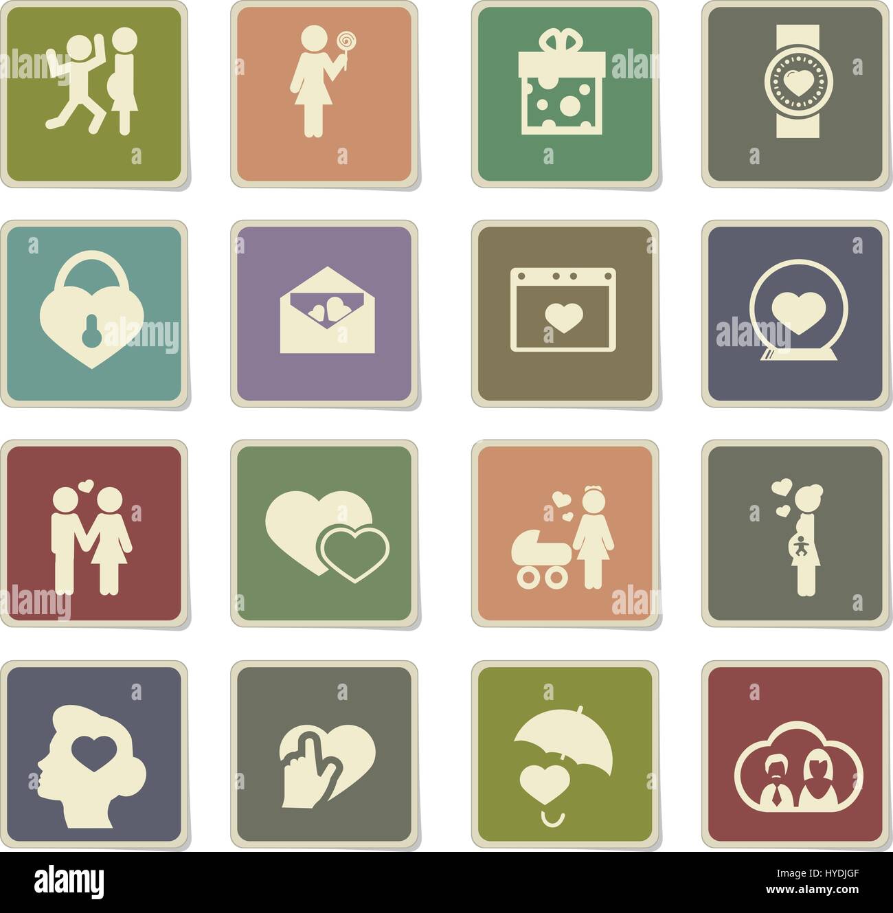valentine day vector icons for user interface design Stock Vector Image ...
