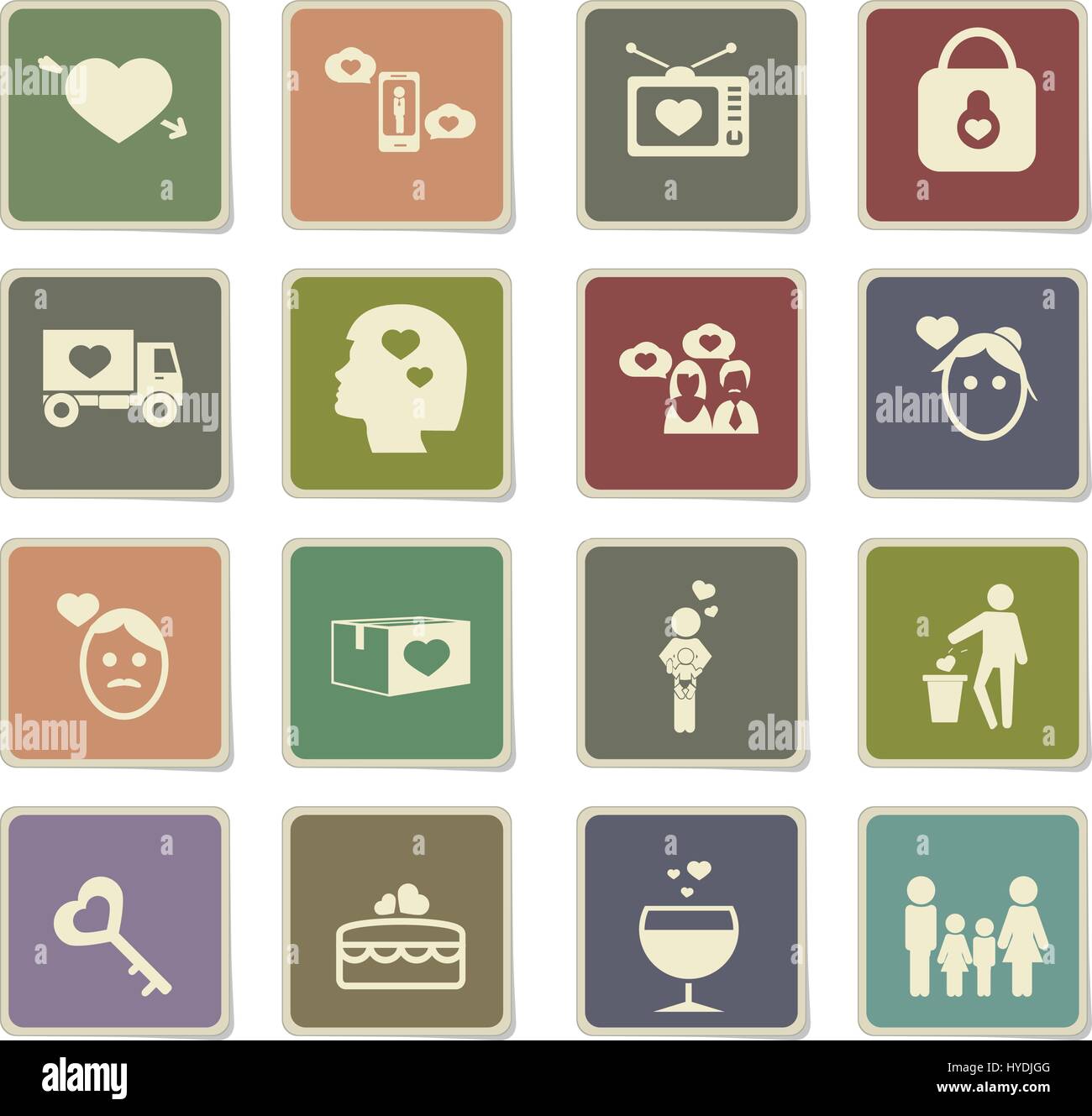 valentine day vector icons for user interface design Stock Vector Image ...