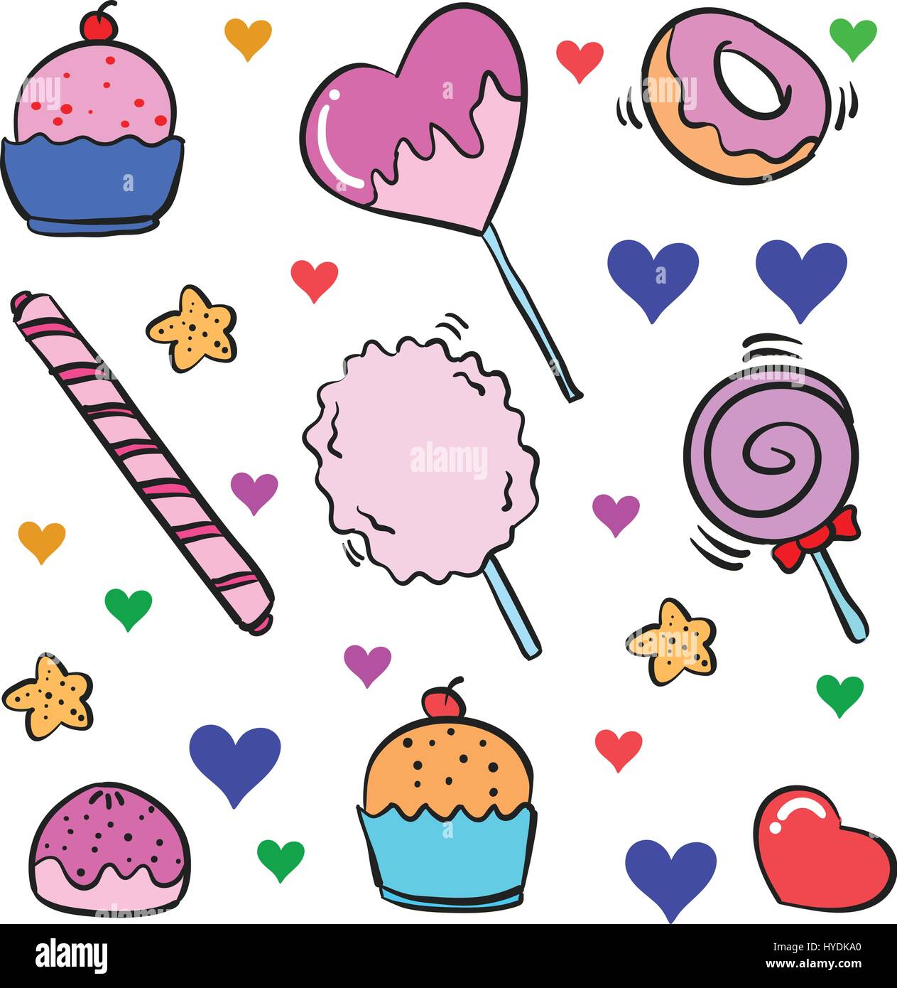 Vector art candy various colorful doodle Stock Vector Image & Art - Alamy