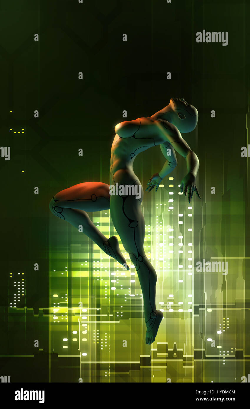 female android robot jump 3D render science fiction illustration Stock Photo - Alamy female android robot jump 3D render science fiction illustration Stock Photo - Alamy