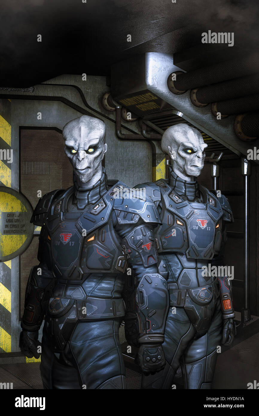 alien troopers with armor 3D render science fiction illustration Stock  Photo - Alamy