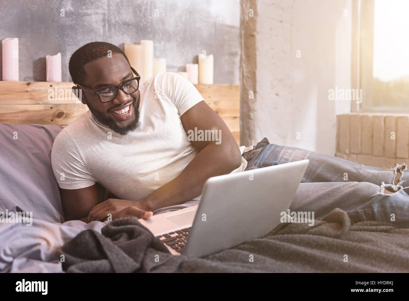 Smart young African American man freelancing at home Stock Photo