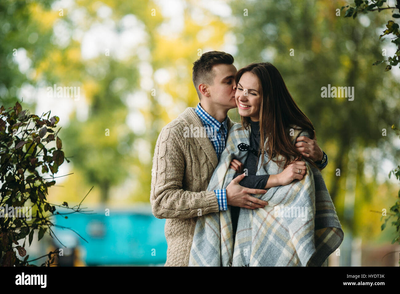 lovely couple in autumn park Stock Photo - Alamy