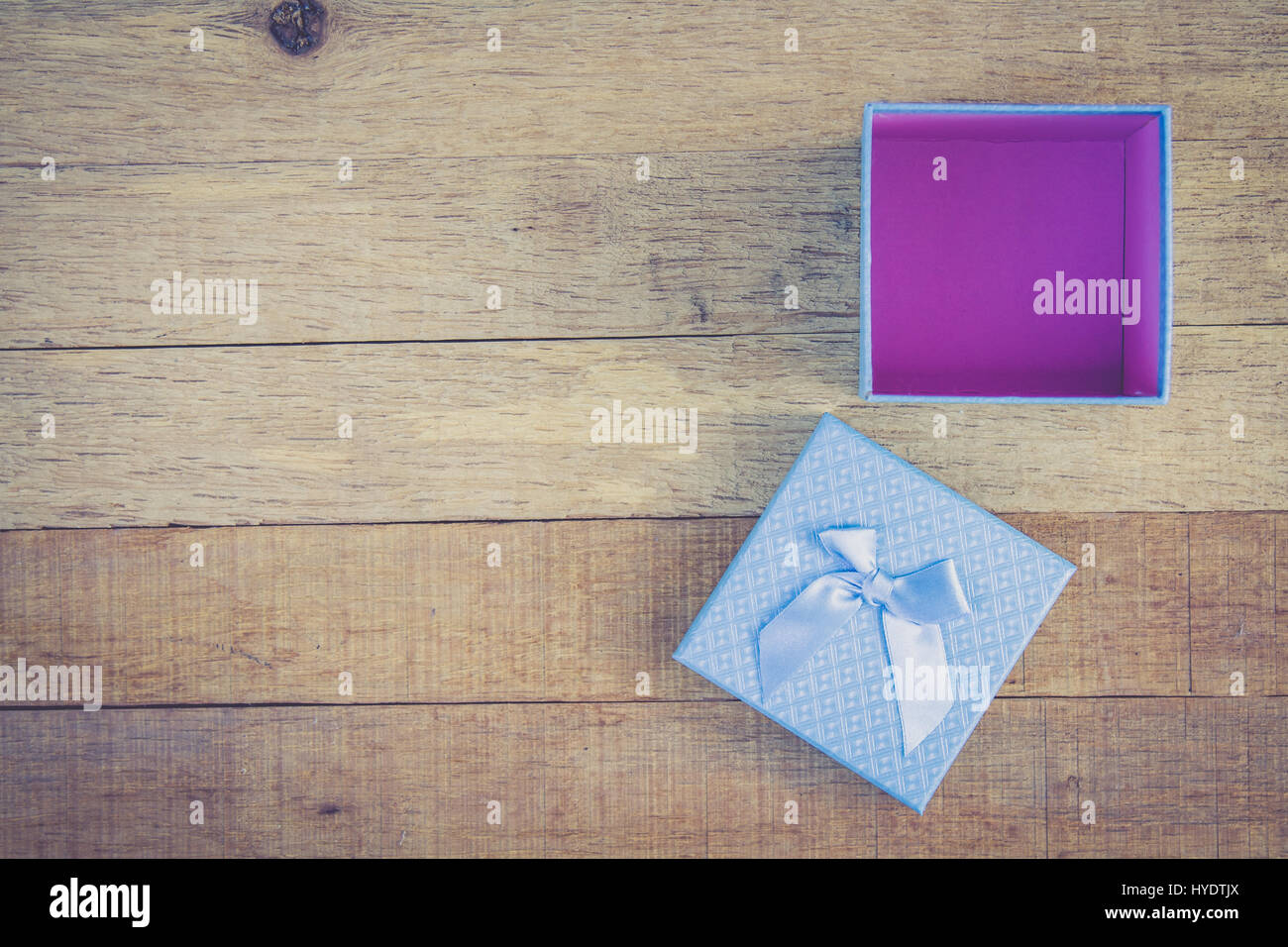 Gift box with copy space. Vintage or Retro tone. top view Stock Photo