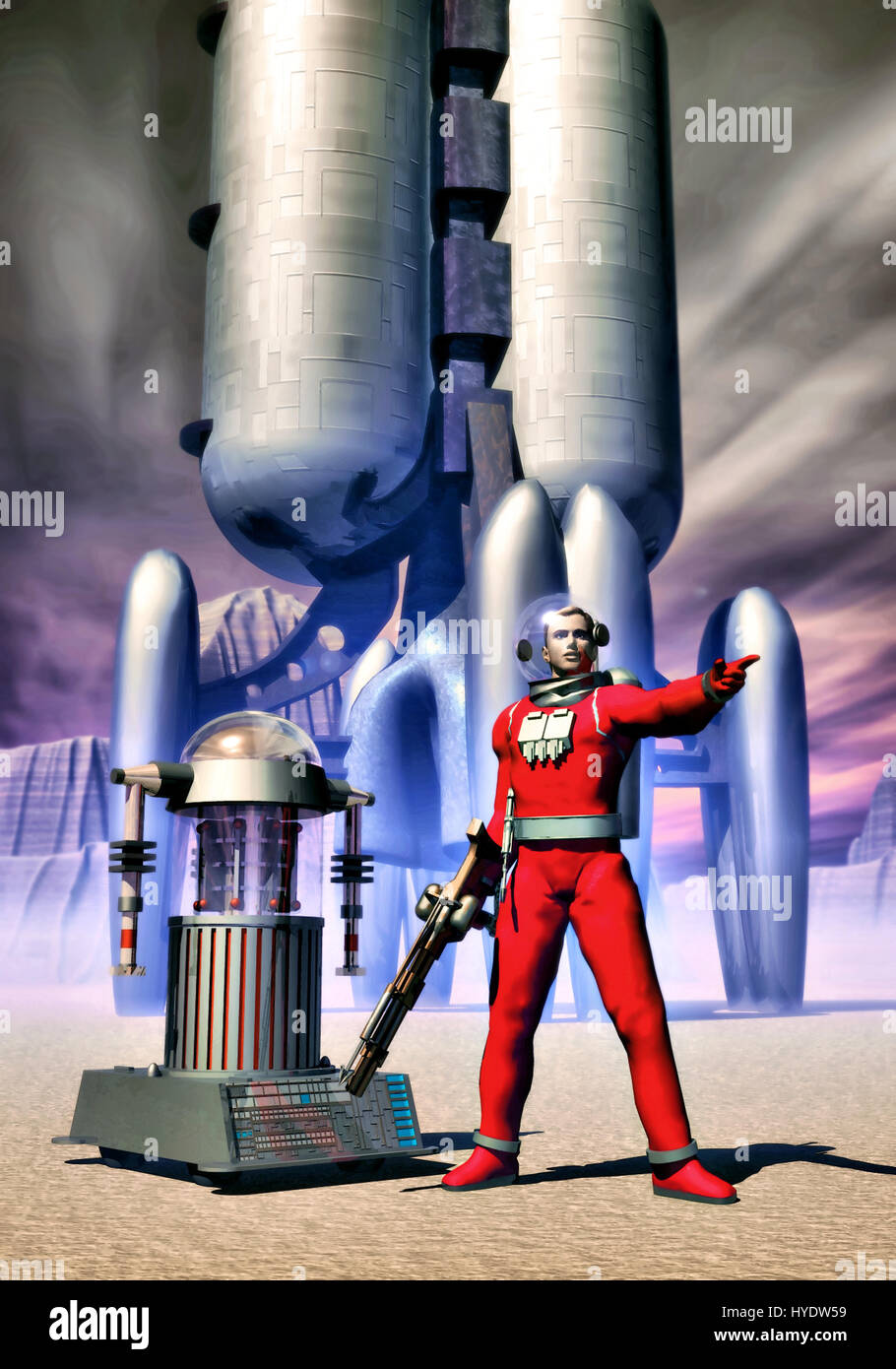 science fiction illustration 3D render Stock Photo Alamy