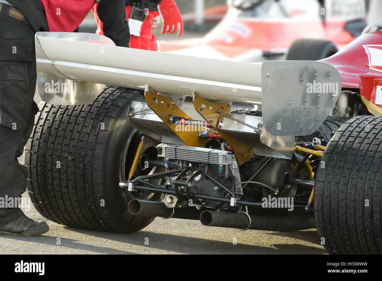 rear wheels and engine assembly of a powerful race car Stock Photo - Alamy