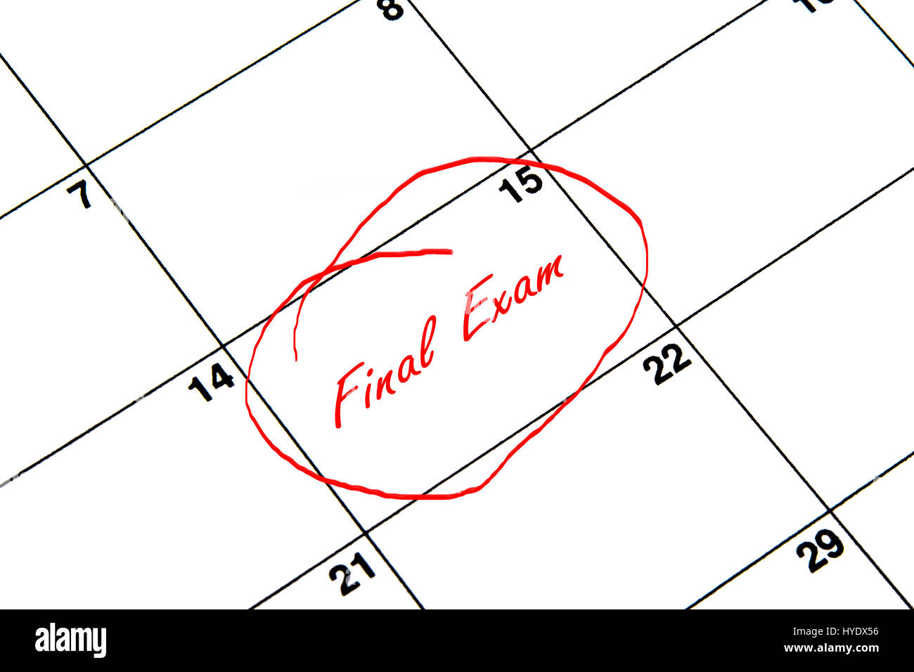 Final Exam Circled on A Calendar in Red Stock Photo Alamy