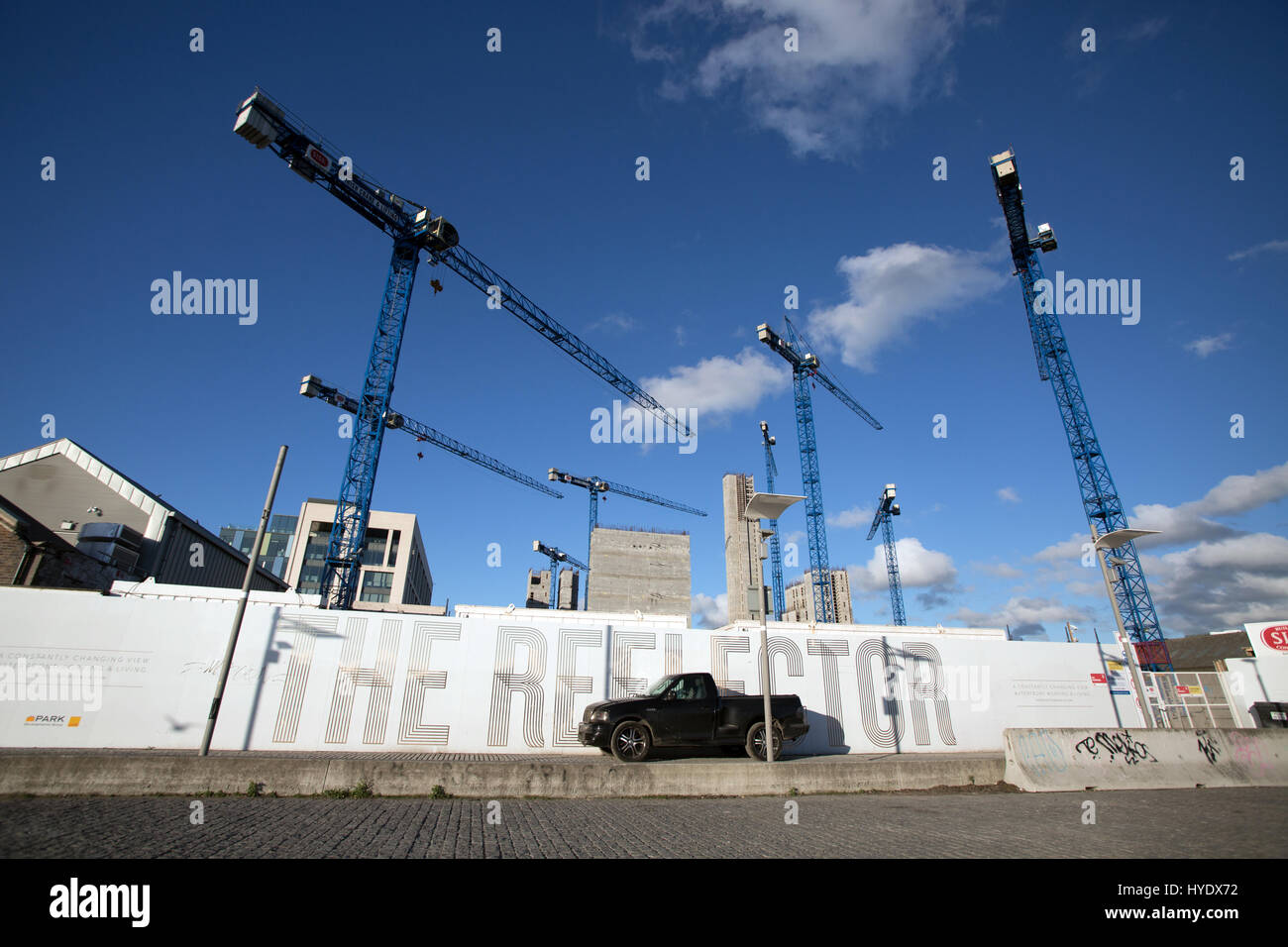 Construction work in the Dublin city docklands, Ireland. Stock Photo