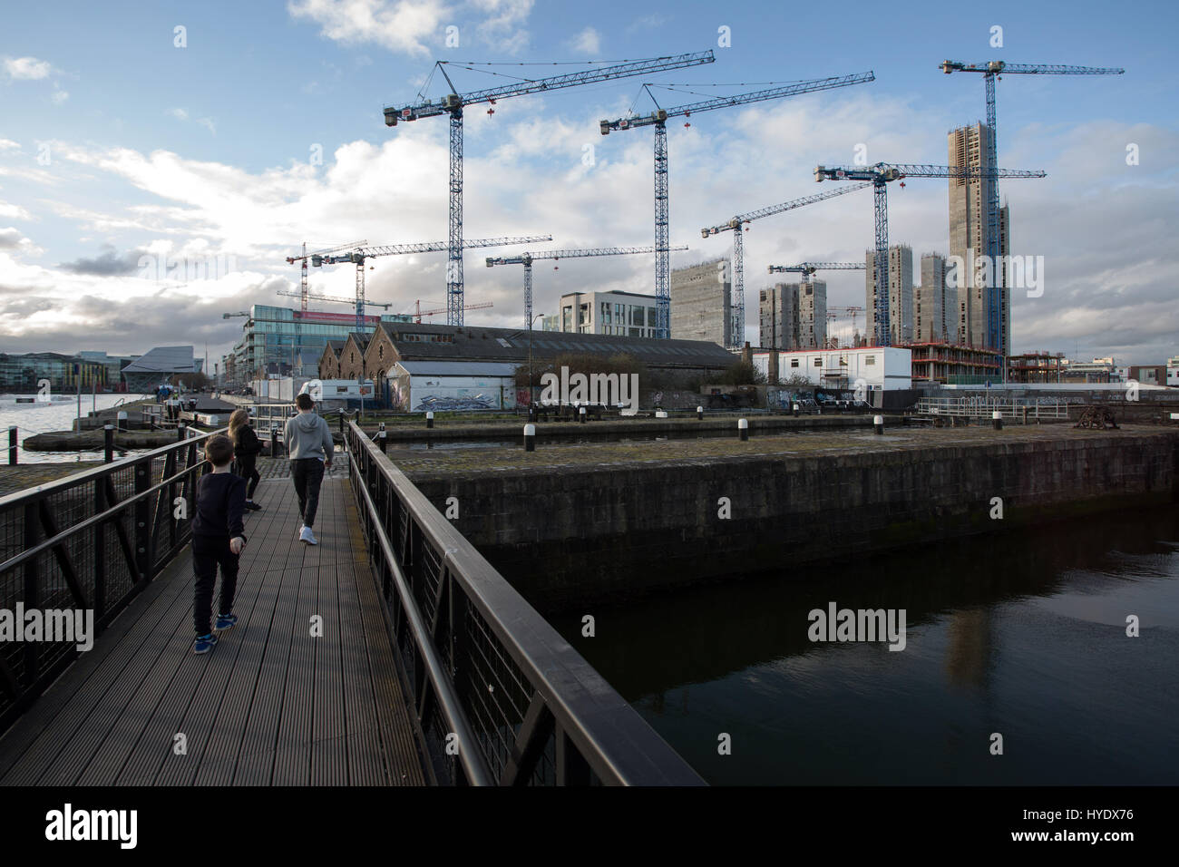 Construction work in the Dublin docklands, Ireland. Stock Photo